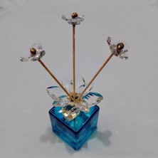 Peramari Dekoratif Kristal Cam Oda Koku Şişesi Deniz Mavisi-Gold