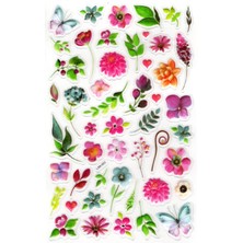 Limmy Sticker Kabartmalı Stiker Defter, Planlayıcı Etiket (LXK-023) - 22X14 cm - Renkli Çiçekler