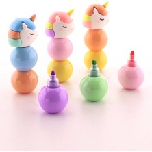 Home Dekor Hediye Çocuklar Için Eğlenceli Renkli 3 Adet 9 Kalemli Unicorn Tasarımlı Fosforlu Kalem Set