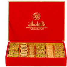 Al Sultan Sweets Karışık Baklava  Kırmızı Kadife Kutusunda 6'lı Lezzet Koleksiyonu 400 gr