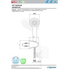 E.C.A Eca Spylos Banyo Duş Başlığı Tek Fonksiyonlu Mafsallı Banyo Üst Takım 102117378
