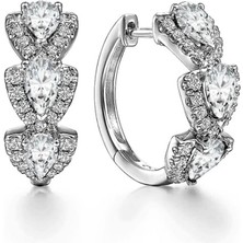 Zirconia Taşlı Diamond Stylish Night Halka Kadın Gümüş Küpe 17 mm