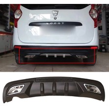 MKG Otomotiv Dacia Dokker Difüzör Difizör Siyah + Kare Egzoz Görünüm C Tip