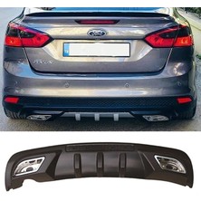 MKG Otomotiv Ford Focus 3 Difüzör Difizör Siyah + Kare Egzoz Görünüm C Tip 2012 - 2017