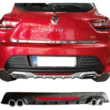 MKG Otomotiv Renault Clio Mk4 Siyah Difüzör Difizör Yuvarlak Egzoz Görünüm Reflektörlü