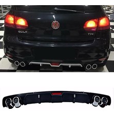 MKG Otomotiv Vw Golf Mk6 Siyah Difüzör 4 Krom Egzoz Görünümlü Difizör Arka Ek Body Kit 2009-2012