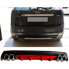 MKG Otomotiv Ford Focus 2 Hatchback Kırmızı Difüzör Çiftli Yuvarlak Egzoz Görünümlü D Tip Difizör 2004 - 2010