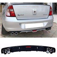 MKG Otomotiv Renault Clio Symbol Siyah Difüzör 4 Krom Egzoz Görünümlü Difizör Arka Ek Body Kit 2000-2012