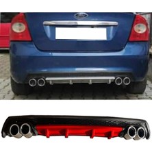 MKG Otomotiv Ford Focus 2 Kırmızı Difüzör Çiftli Yuvarlak Egzoz Görünümlü D Tip Difizör 2004 - 2010