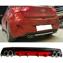 MKG Otomotiv Hyundai I30 Kırmızı Difüzör Çiftli Yuvarlak Egzoz Görünümlü D Tip Difizör 2007 - 2021