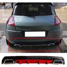 MKG Otomotiv Renault Megane 2 Hb Kırmızı Difüzör Çiftli Kare Egzoz Görünümlü D Tip Difizör 2002 - 2009