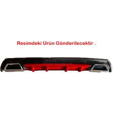 MKG Otomotiv Renault Megane 2 Hb Kırmızı Difüzör Çiftli Kare Egzoz Görünümlü D Tip Difizör 2002 - 2009