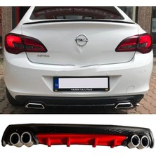 MKG Otomotiv Opel Astra J Sedan Kırmızı Difüzör Çiftli Yuvarlak Egzoz Görünümlü D Tip Difizör