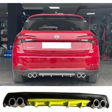 MKG Otomotiv Fiat Egea Hb Sarı Difüzör Çiftli Yuvarlak Egzoz Görünümlü D Tip Difizör