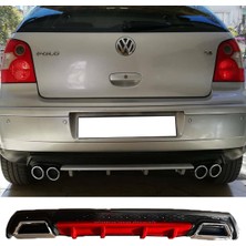 MKG Otomotiv Vw Polo Mk4 Kırmızı Difüzör Çiftli Kare Egzoz Görünümlü D Tip Difizör