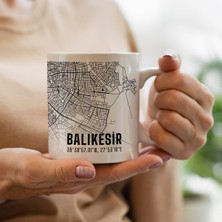 Melouro Balıkesir Şehir Haritası Baskılı Porselen Kupa Bardak 300 ml