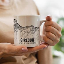 Melouro Giresun Şehir Haritası Baskılı Porselen Kupa Bardak 300 ml