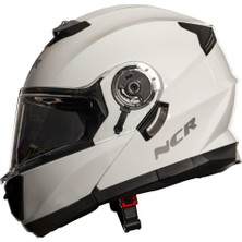 NCR Stars Çene Açılır Motosiklet Kaskı Beyaz Renk ECE Belgeli Hafif ve Şık Tasarım