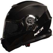 NCR Stars Parlak Siyah Çene Açılır Motosiklet Kask ECE Belgeli S Beden Hafif ve Şık Tasarım