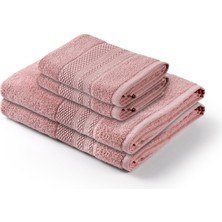 Bluenity Doğal Pamuklu 4'lü Banyo Havlusu Soft Rare 90 x 150 + 50 x 90 Pembe