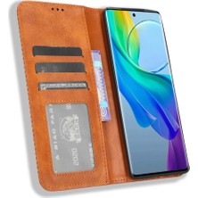 Hello-U Vivo Y78+ 5g / Y78 5g / V29 Lite 5g Stand Cüzdan Retro Manyetik Kapanma Akıllı Telefon Kılıfı Cüzdan Deri Kapağı (Yurt Dışından)