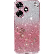 Hello-U Infinix Hot 30I Rhinestone Çiçek Glitter Telefon Kılıfı Gradyanı Tpu Damla Koruma Kapağı (Yurt Dışından)