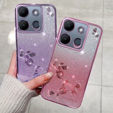 Hello-U Infinix Smart 7 4g Gradyan Glitter Tpu Kılıf Rhinestone Çiçek Anti-Drop Telefon Kapağı (Yurt Dışından)