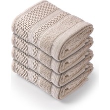 Bluenity Softy -  Doğal Pamuklu 4'lü Misafir Banyo / Mutfak Havlusu Seti - 30X50 cm Bej