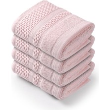 Bluenity Softy -  Doğal Pamuklu 4'lü Misafir Banyo / Mutfak Havlusu Seti - 30 x 50 cm Pudra