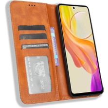 Hello-U Vivo Y36 4g / Y36 5g Retro Stand Cüzdan Anti-Fall Mobil Telefon Kapağı Pu Deri Manyetik Kasa (Yurt Dışından)