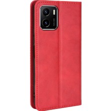 Hello-U Vivo Y15S/Y15A/Y10/T1/Y01 Şok Geçirmez Cüzdan Stand Retro Stil Baskılı Kasa Deri Manyetik Flip Telefon Kapağı (Yurt Dışından)