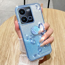 Hello-U Vivo Y35 4g (2022) Kickstand Tpu Kasa Gradyan Glitter Rhinestone Çiçek Telefon Kapağı (Yurt Dışından)