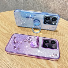 Hello-U Vivo Y35 4g (2022) Kickstand Tpu Kasa Gradyan Glitter Rhinestone Çiçek Telefon Kapağı (Yurt Dışından)