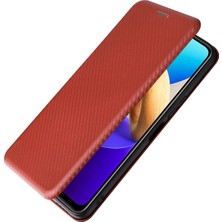 Xshop Vivo Y22S 4g / Y35 4g (2022) Manyetik Otomatik Emici Karbon Fiber Doku Pu Deri Telefon Kasa Kartı Yuva Tasarımı Damla Geçirmez Stand Kapağı (Yurt Dışından)