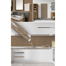 Dekoros Kahverengi Tuğla Taş Desenli Yapışkanlı Folyo, Mutfak, Tezgah, Masa, Dolap Kaplama Folyosu, Isıya Dayanıklı, Su Geçirmez, Kendinden Yapışkan Folyolar, Sticker, Büyük Ebatlı, Dekoros