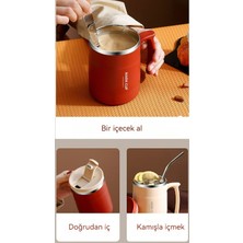 Dilele 304 Paslanmaz Çelik Kupa/kahve Fincanı/kahvaltı Bardağı/ofis Su Bardağı/termos Bardak, Katlanır Kaşık ve Pipet, 400ML (Yurt Dışından)