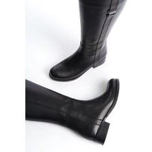 Modabuymus Dergas Siyah Deri Günlük Binici Çizme