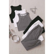 Merry See Kadınlara Özel 3 Lü Kolsuz Peluş Polar Pijama Takımı Çok Renkli Desenli
