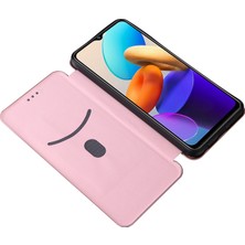 Xshop Vivo Y22S 4g / Y35 4g (2022) Manyetik Otomatik Emici Karbon Fiber Doku Pu Deri Telefon Kasa Kartı Yuva Tasarımı Damla Geçirmez Stand Kapağı (Yurt Dışından)