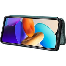 Xshop Vivo Y22S 4g / Y35 4g (2022) Manyetik Otomatik Emici Karbon Fiber Doku Pu Deri Telefon Kasa Kartı Yuva Tasarımı Damla Geçirmez Stand Kapağı (Yurt Dışından)