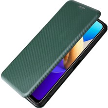 Xshop Vivo Y22S 4g / Y35 4g (2022) Manyetik Otomatik Emici Karbon Fiber Doku Pu Deri Telefon Kasa Kartı Yuva Tasarımı Damla Geçirmez Stand Kapağı (Yurt Dışından)