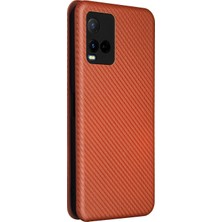 Xshop Vivo Y21/Y33S Kart Yuvalı Karbon Fiber Dokulu Deri Telefon Kılıfı (Yurt Dışından)