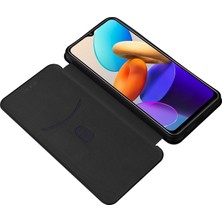 Xshop Vivo Y22S 4g / Y35 4g (2022) Manyetik Otomatik Emici Karbon Fiber Doku Pu Deri Telefon Kasa Kartı Yuva Tasarımı Damla Geçirmez Stand Kapağı (Yurt Dışından)