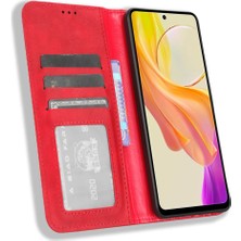 Xshop Vivo Y36 4g / Y36 5g Retro Stand Cüzdan Anti-Fall Mobil Telefon Kapağı Pu Deri Manyetik Kasa (Yurt Dışından)