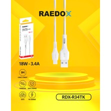 Raedox USB To Type-C 18W 3.4A Hızlı Kablo