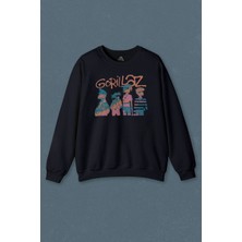 So Cool Lacivert Sweatshirt Gorillaz 2d Rock Blur Damon Albarn Feel Good Urban Baskılı Sweat