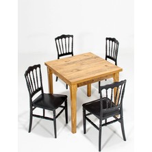 Mobetto Asos Açılır Masa / 4 Adet Miray Siyah Sandalye Mutfak&salon Masa Takımı