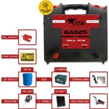 Çita - 2 Dönüm Için Güneş Panelli ve Akülü Hazır Elektrikli Çit Makinesi Seti