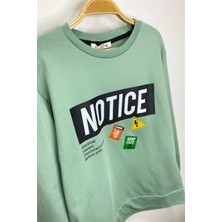 Alg Erkek Çocuk Notice Baskılı Şardonlu Sweatshirt 424468 Çağla Yeşili