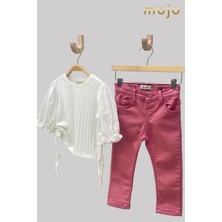 Mojo Kız Çocuk Ultra Esnek Renkli Denim Pantolon 2348 Pembe